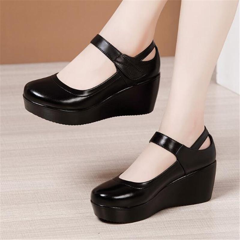 Fashion Size 32-43 Women's Shoes Platform Wedge 2024 New Women's Spring Shoes High Heel Fashion Mid-aged Shallow Mouth Mother Shoes