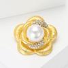 Creative Exquisite Alloy Matte Gold Pearl Flower Brooch Fashion Personality Women'S Clothing Brooch Ornament Pin