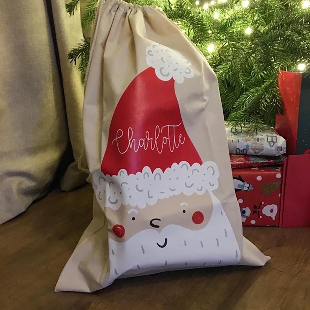 Personalized Christmas Sack Santa Sack Kids Toy Bag Child's Christmas Stocking for Holiday Presents Christmas Tree Decoration