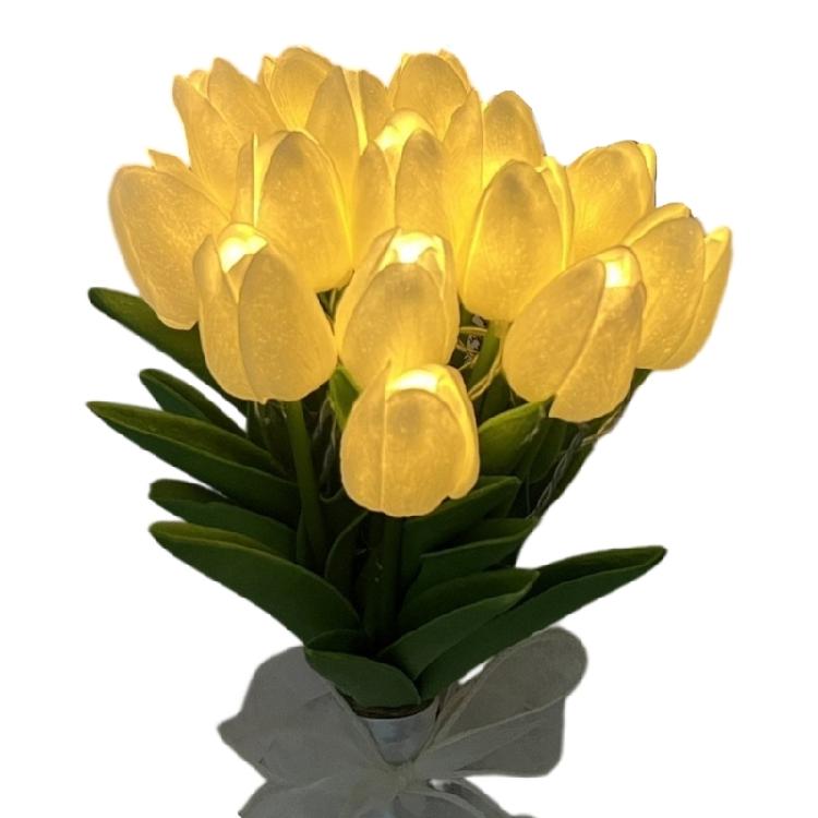 15PCS/Pack Plastic Tulips Night Lamp With Soft Yellow Light Home Party Decoration Lights Perfect For Mood Lighting