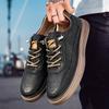 Winter Leather Casual Shoes Sports Shoes Elastic Band Men Shoes Thick Sole Leather Shoes Walking Outdoor Shoes Large Size 36-47