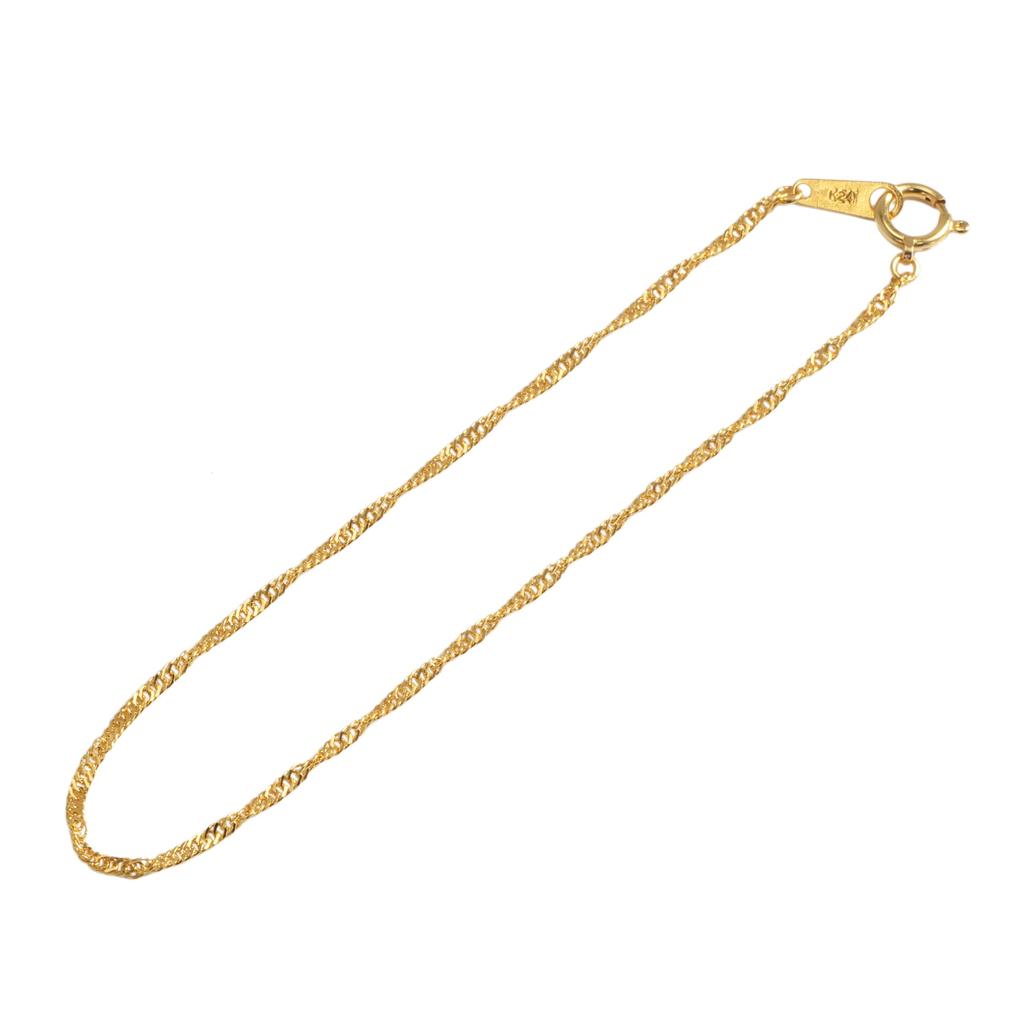 Speranza 24K Pure Gold Screw Selectable Gold Chain with Mint Certification Mark Bracelet, 1.45mm Wide, 18cm, Sizes,