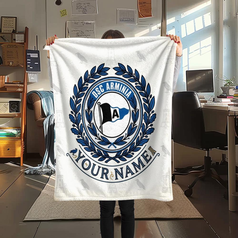 Custom Name Arminia Bielefeld Flannel Blanket, High quality Comfortable for All Seasons, Home Decor, Warmth and Comfort