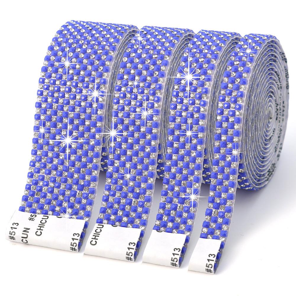 

10Yard Rhinestone Ribbons Spacing Self Adhesive Glitter Crystal Diamond DIY Arts Car Wedding Party Festival Gift Decoration Width 0.5CM&10Yard синій