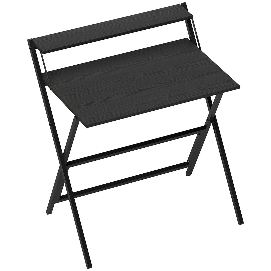 81.5 cm Folding Computer Desk with Monitor Shelf - Black