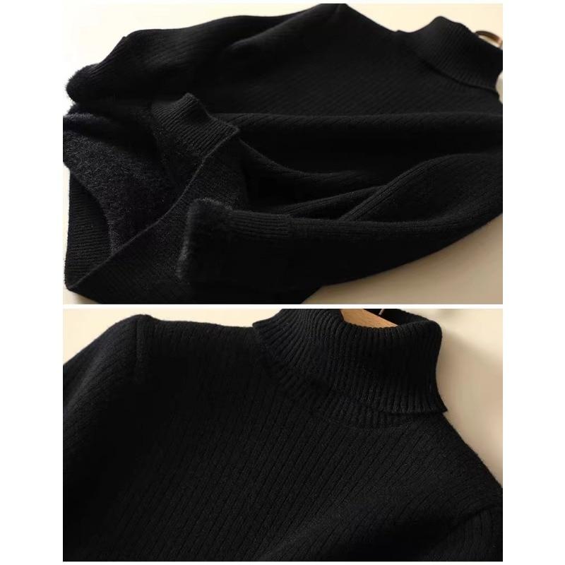 Mote Tykk Vinter Turtleneck Genser Uformell myk genser Langermet bunnoverdeler Solid Pull kvinnelige gensere 29028