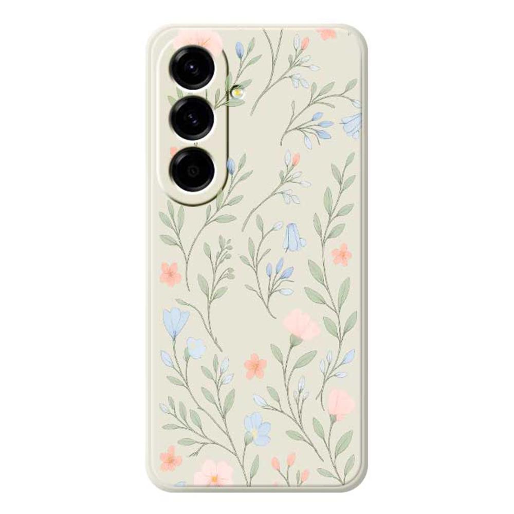 For Samsung Galaxy A56 5G Case Pink Blue Flowers Pattern Printing Straight Edge TPU Phone Back Cover