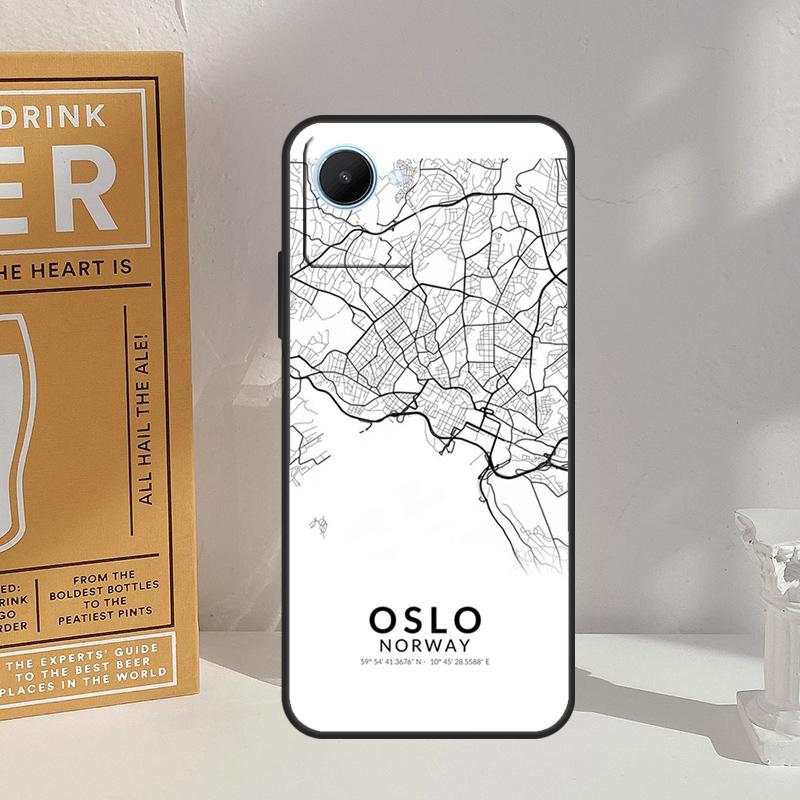 London Country Sketch City Map For Realme GT 7 Pro GT 6 6T 5 C67 C61 C55 C53 C51 C21Y C25S C75 10 11 12 13 14 Pro Plus Case
