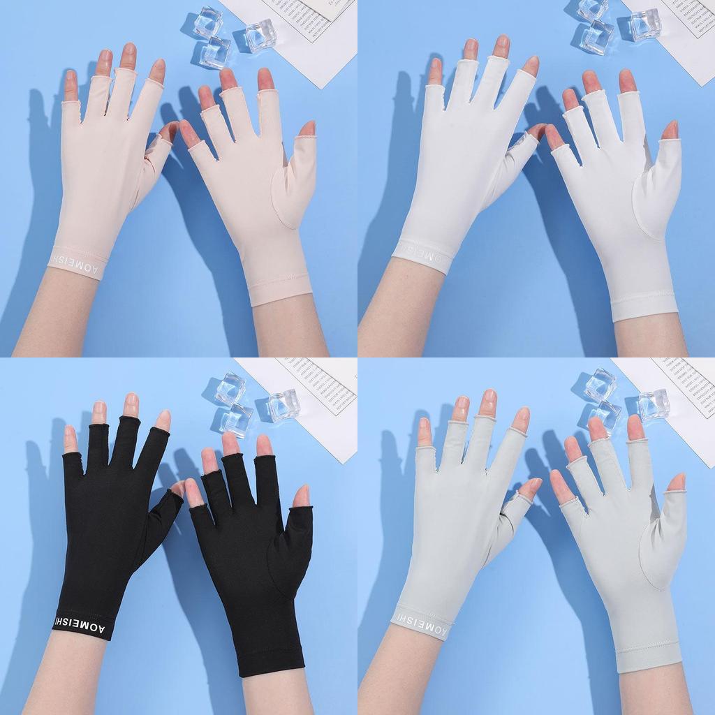 Female Summer Sunscreen Half Finger Gloves With Quick Dry And Touch Screen Functionality