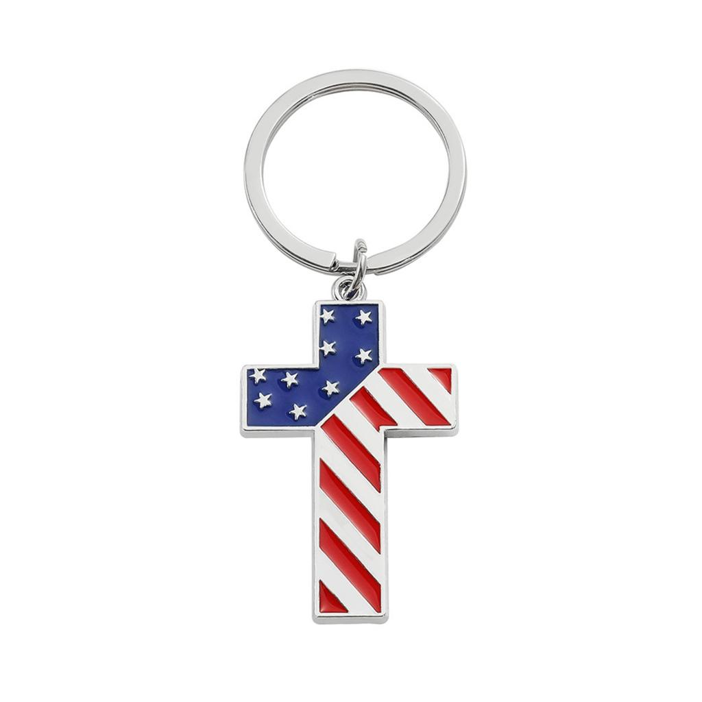 Independence Day-Themed Keychain: Flag, Cross, And Heart-Shaped Bottle Opener Alloy Pendant Charm