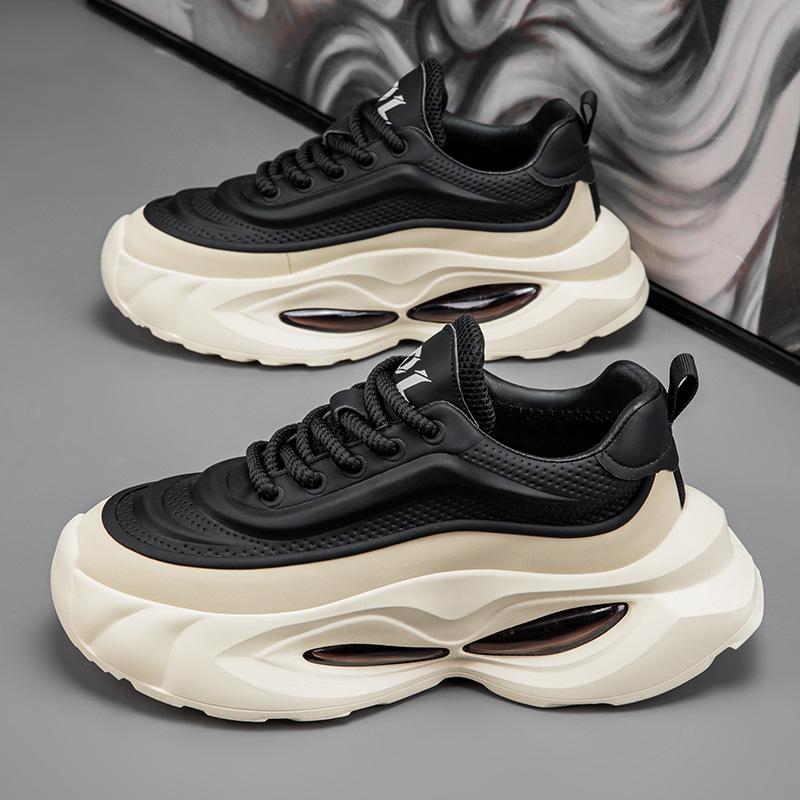 

Весна 2025 года, новые спортивные кроссовки, мужские универсальные дышащие кроссовки для бега, на платформе с воздушной подушкой, увеличивающие высоту, модные туфли для пап 39 чёрный