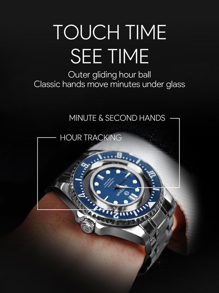EUTOUR Magnetic Watch Men's Watch with Magnetic Balls and Hands Design Cool Simple Casual Quartz Watch 40mm Luminous Dial 20mm Adjustable Stainless