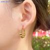MHS.SUN Luxury Gold Plated Square Round Stainless Steel Hoop Earrings Cross Ball Beads Earring for Women Girls Wedding Jewelry