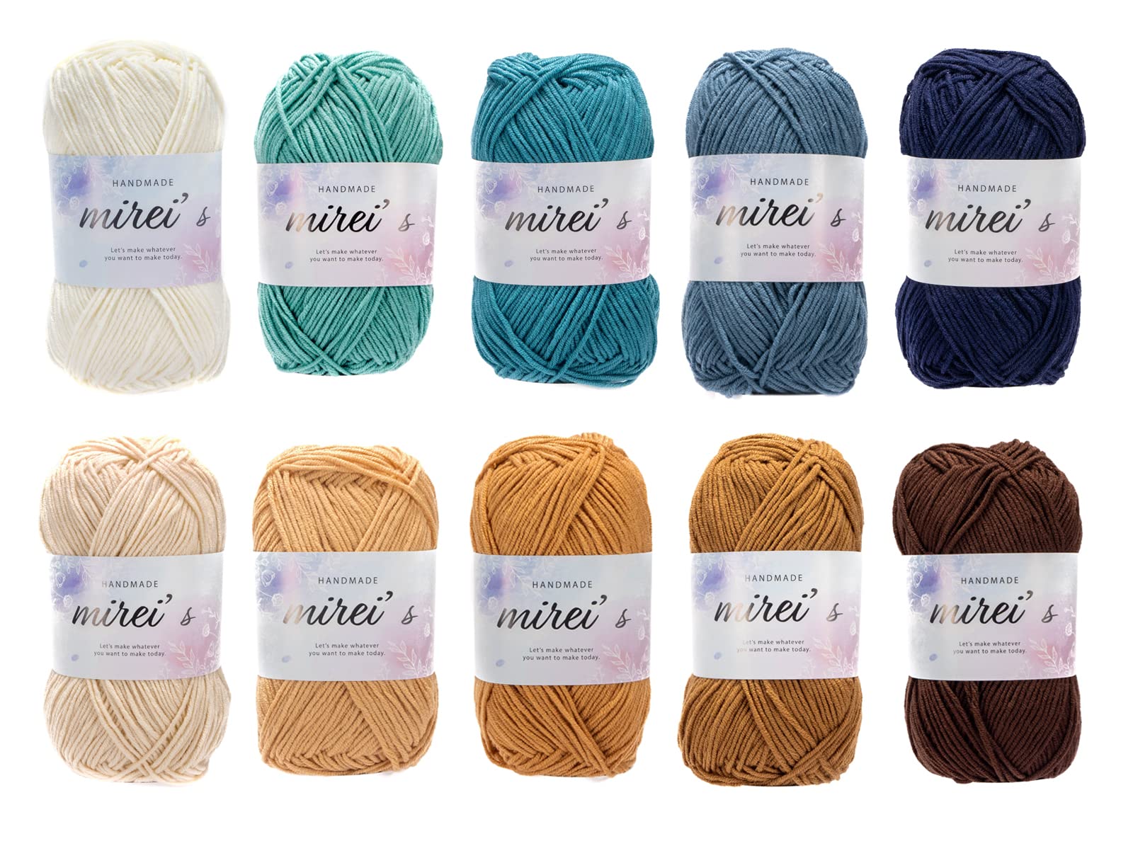 

Millais Cotton Medium Crochet Knitting Yarn, Weight, 10-Color Set, Approx. 40g/128m Ball, (Winter)
