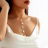 Accessories, Niche Long Y-shaped Fringed Necklace, French Special-shaped Baroque Imitation Pearl Necklace for Women