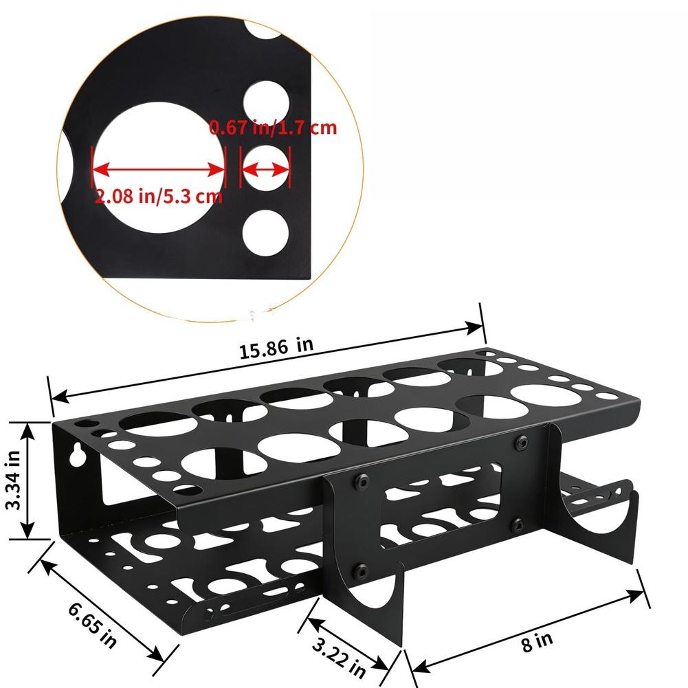 Wall Mounted 12 Slot Caulking Tool Holder for Sealant Tubes Made of Iron Black Storage Rack 40.28 X 16.89 X 8.48 Cm