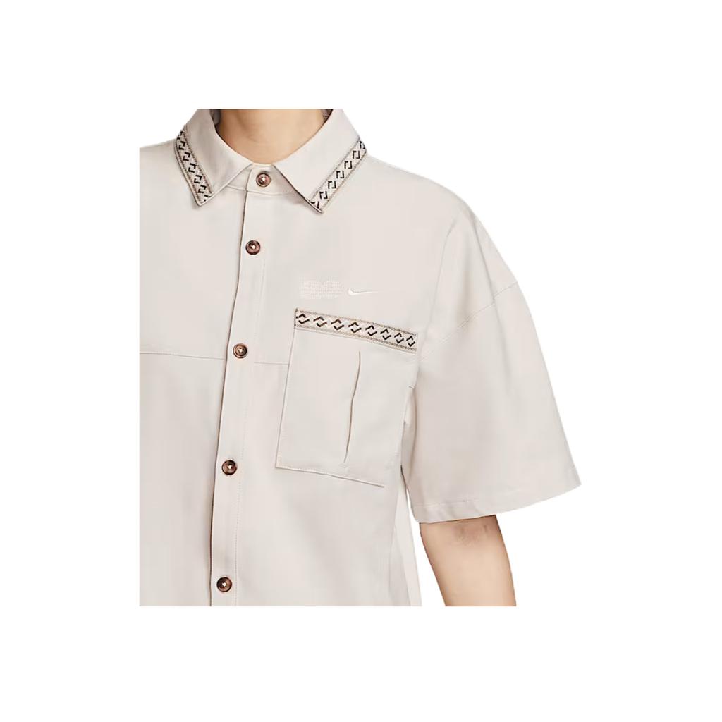 Nike Comfortable Fashionable Minimalist Versatile Solid Color Short Sleeve Shirt Women tops Beige HJ0350072