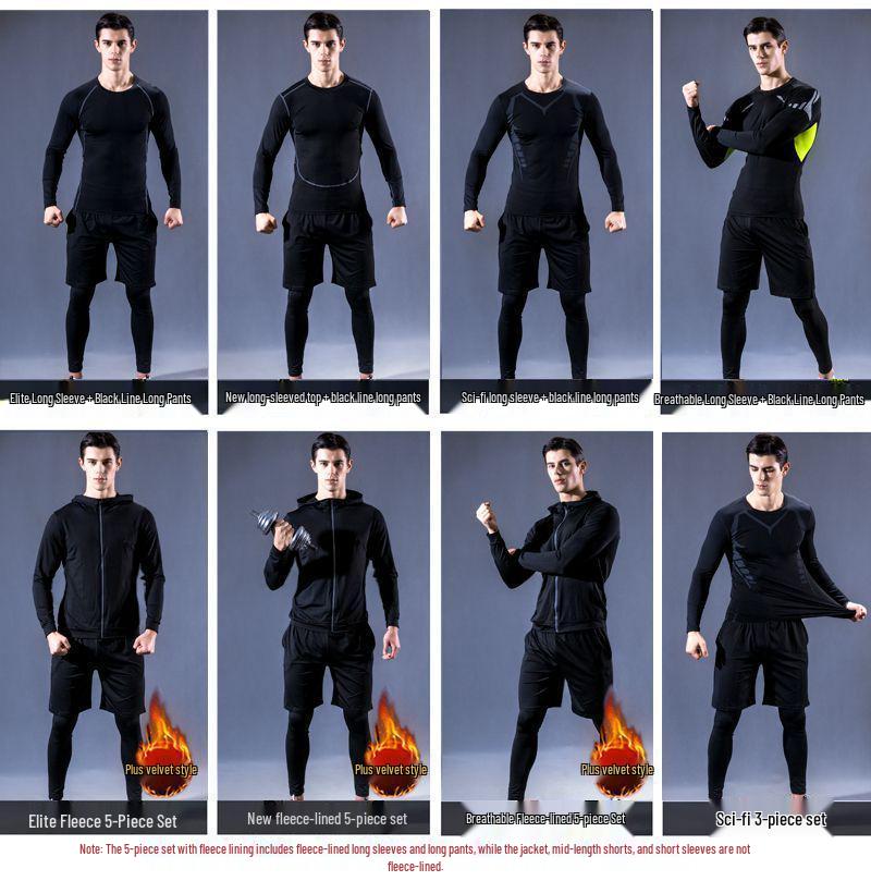 Pánské rychleschnoucí sportovní oblečení z ledového hedvábí s těsným střihem: Set s krátkým rukávem a pětibodovými kalhotami na letní fitness a běh