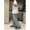 Men'S Retro Washed Vintage Wide Leg Jeans, Men'S Loose Straight Leg Casual Versatile Vibe Hanging Long Pants