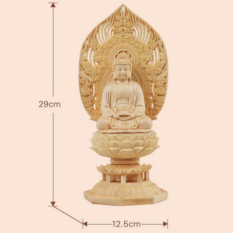 Shakyamuni Buddha Statue for Home and Office Decor, Wood Hand Carving Crafts, Sitting Lotus Sculpture, Fengshui Decoration, 1Pc