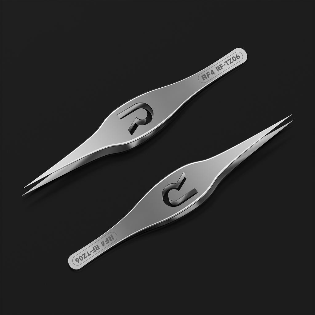 RF4 RF-TZ06 High-Precision Pointed Tweezers Wide-Body Hardened Non-Slip Tweezers with R-Shaped Hollow
