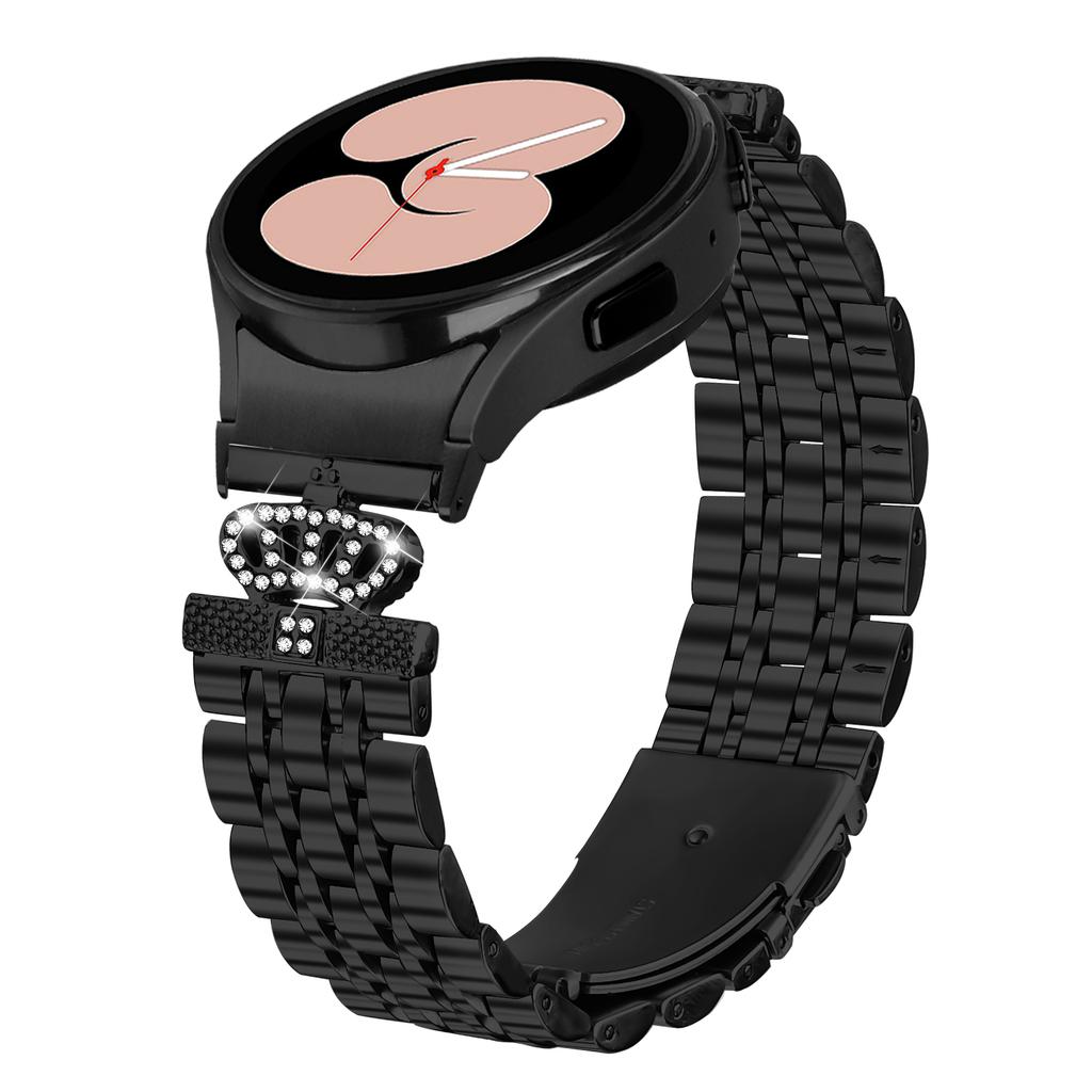 Watch Band with Connector For Samsung Galaxy Watch7 44mm/40mm 7-Bead Rhinestone Crown Stainless Steel Strap