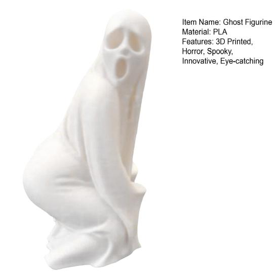 Halloween Ghost Figurine, Funny 3D Printed Scream Ghost Statue for Desk, Tabletop, Mantel, Shelf, Spooky Home Decor