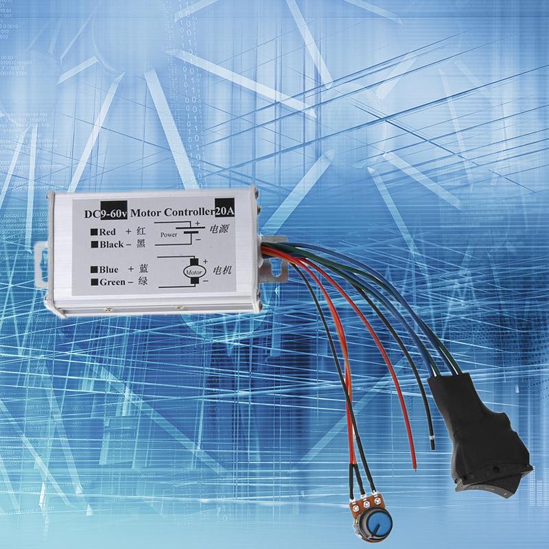 Reversible DC 9-60V 12V 24V 36V 48V 60V 20A PWM DC Motor Driver Speed Controller Reversible DC 9-60V 12V 24V 36V 48V 60V 20A PWM DC Motor Driver Speed Controller