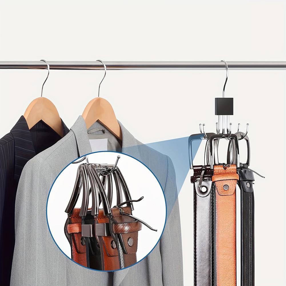Belt Hanger 360° Rotating Closet Belt Organizer Stainless Steel Wardrobe Six Claw Hook for Belt Bra T-Shirt Pants