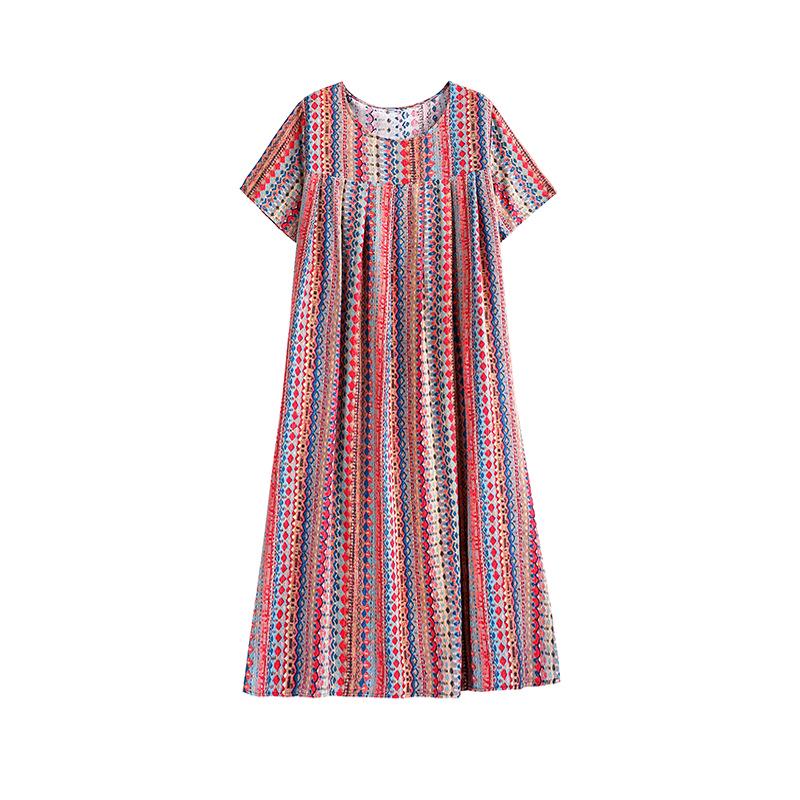 Summer Cotton Silk Loose Nightgown for Plus Size Women - Casual Mom Style Home Dress