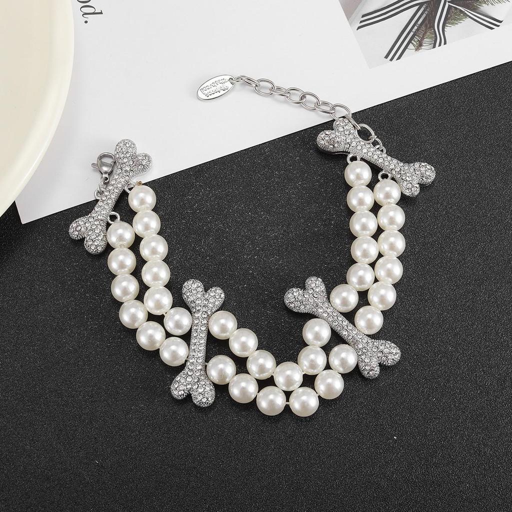 Empress Dowager Cixi Double Layer Pearl & Diamond Saturn Necklace and Bracelet Set - Retro Luxury