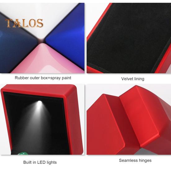 Świecące pudełko na pierścionki z diodami LED Kompaktowa konstrukcja Przenośne miękkie pudełko na pierścionki zaręczynowe Pudełko na biżuterię prezentową