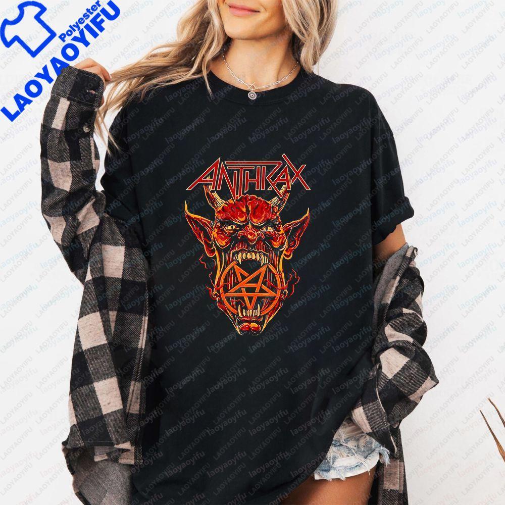 Unique Anthrax Print T-shirt - Unisex Trendy Short-sleeved, All-purpose Pattern Large-sized T-shirt for Both Unisex and WoUnisex