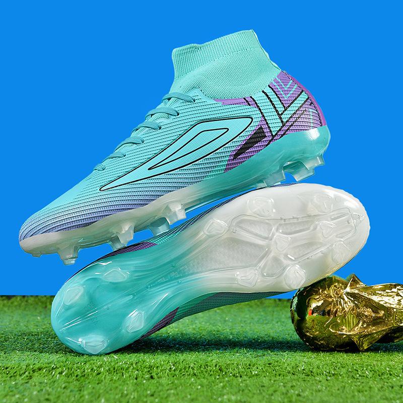 

New seamless fly-woven high-top football shoes men s and women s spikes adult grass youth professional training shoes 36