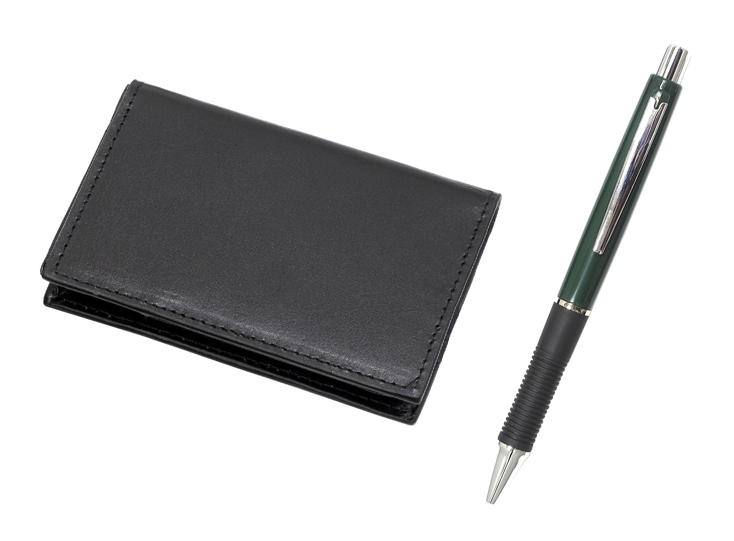 

Переработанная коровья кожа Визитница с металлической шариковой ручкой 4-карманный набор, Зеленый, T23-LS030B-WZ13-G зелёный