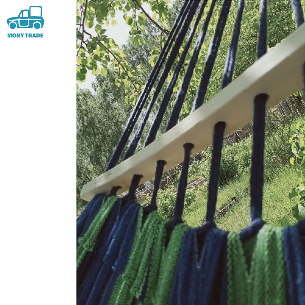 morytrade Fabric Hammock with Wooden Frame for Outdoor Camping and Indoor Use (1 Person, Blue)