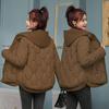 Winter new warm thickened hooded jacket short fake two-piece down cotton clothes women's niche cotton clothes