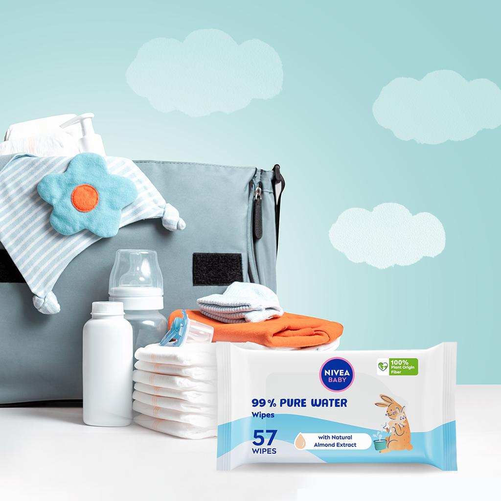 369228 Nivea Baby Wipes 99% Pure Water 57 Pcs