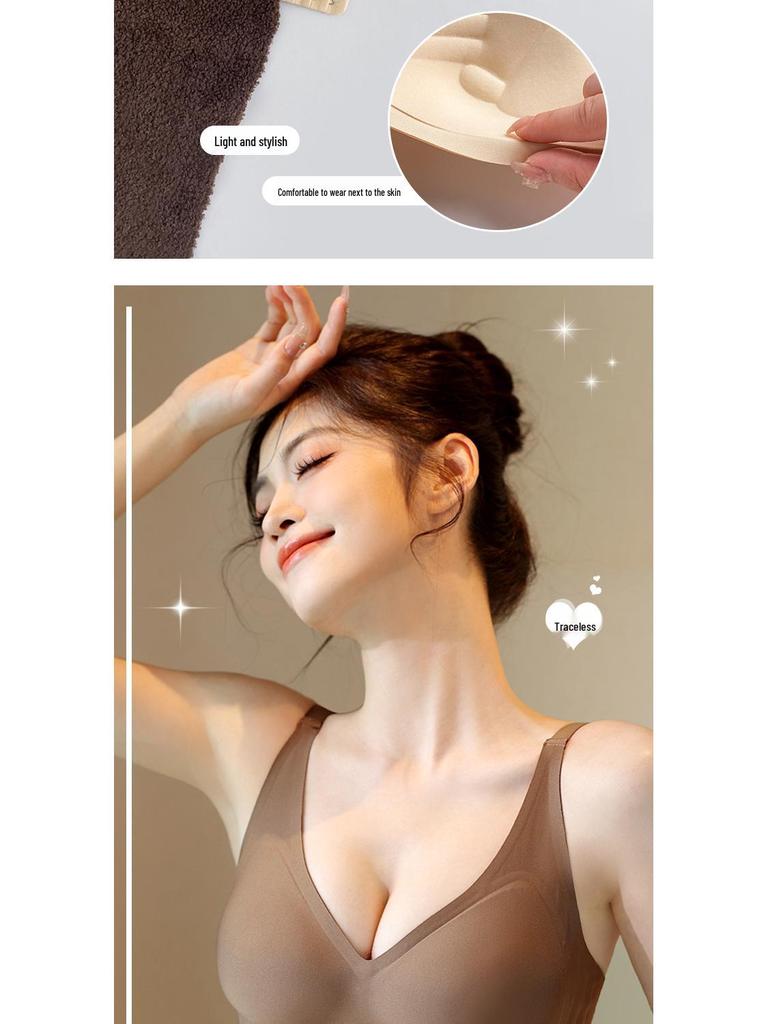 C23 Women's Seamless Gathered Support Bra - Small Chest, Wire-Free, Anti-Sagging, Fixed Cups