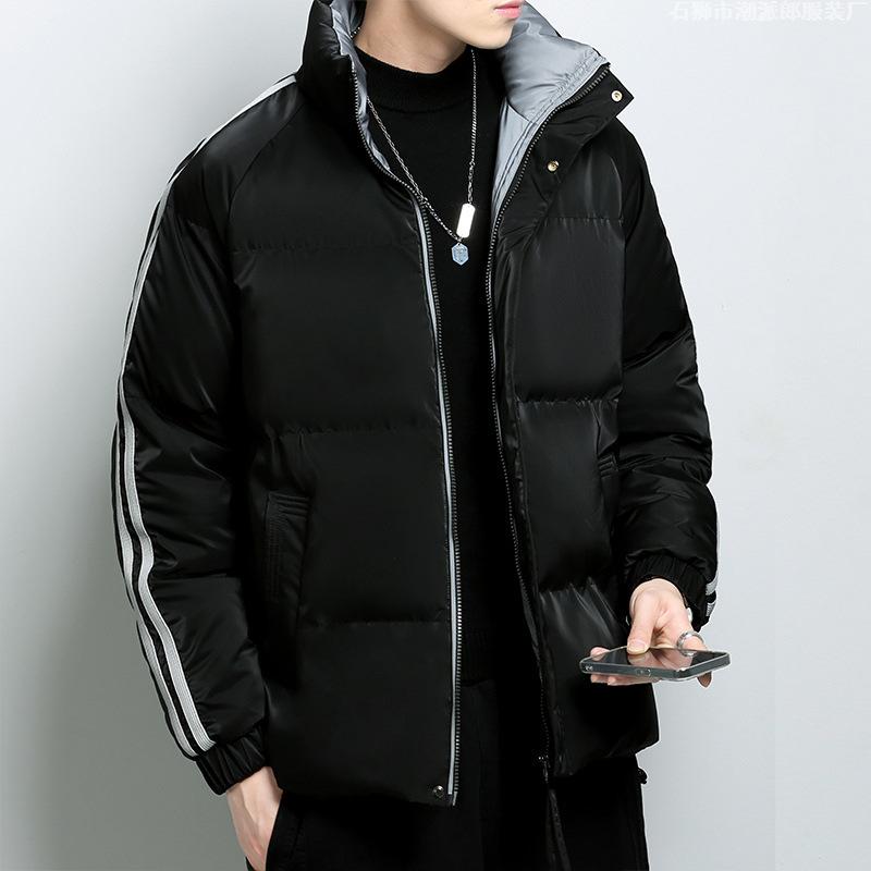 Winter Hong Kong style casual handsome young neutral style public plate printing label thickened men's cotton-padded jacket