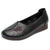 Summer New Leather Good Mother Sandals Flat Bottom Non-slip Hollow Shallow Mouth Low Top Breathable Casual Middle and Old Sandals