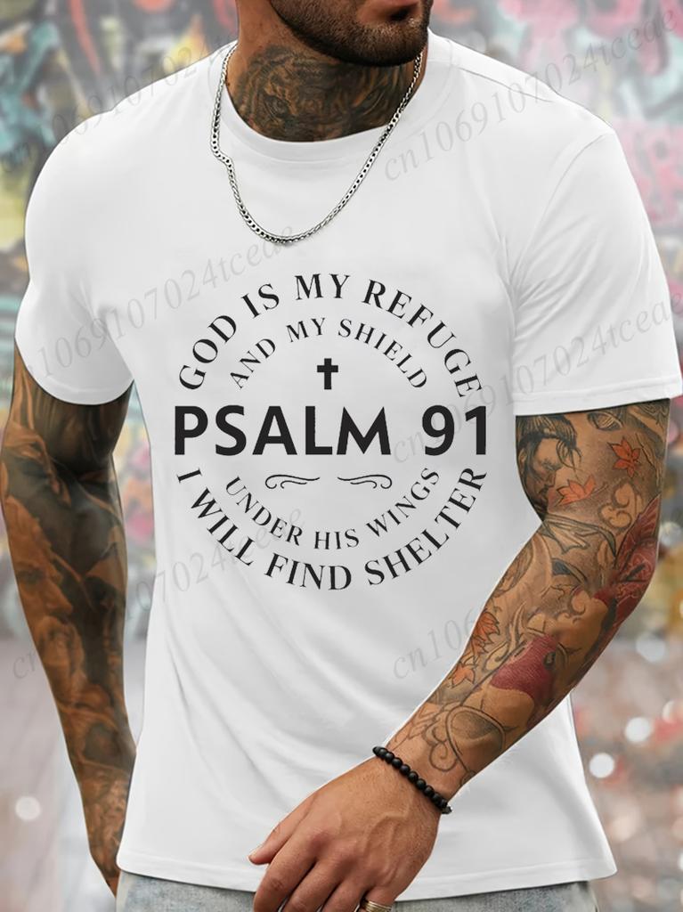 God Is My Refuge Graphic Printed T Shirts for Unisex Unisex Clothing Bible Verse Unisex T Shirt Clothes Short Sleeve Tee T Shirt Homme