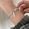 Elise 925 Silver Point Pearl Charm Silver Ball Pendant Bracelet F30