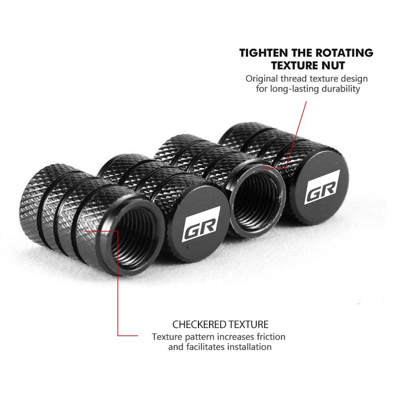 4PCS Car Wheel Tire Valve Cap Cover Airdust Waterproof For Toyota Gazoo Racing TRD Corolla Yaris Chr Auris Rav4 Prado