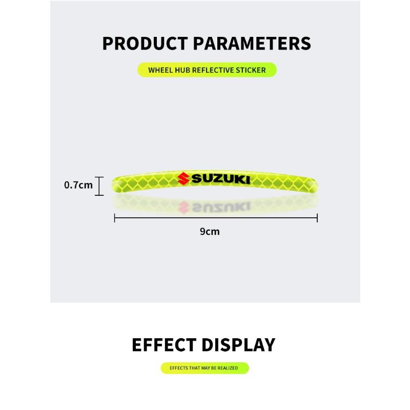 Car Wheel Tire Rim Hub Reflective Luminous Emblem Sticker Car Styling For Suzuki DZire IGNIS Grand Swift Jimny Vitara Baleno SX4 GW250 Splash Swace