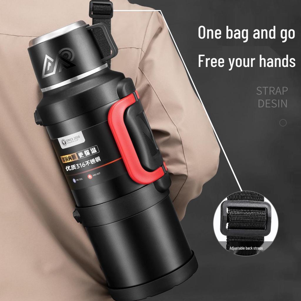 Large Capacity Stainless Steel Insulated Travel Thermos Flask - Portable, Multi-Use Hot Water Kettle