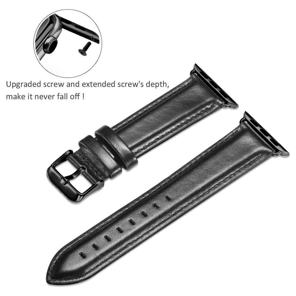 Genuine Leather Smart Watch Band for Apple Watch Series 10 46mm/Ultra 2 Ultra 49mm/9 8 7 45mm/SE (2023) SE (2022) SE 6 5 4 44mm/3 2 1 42mm