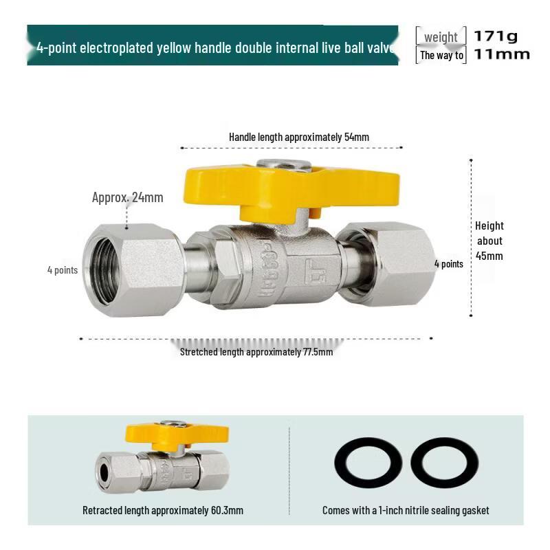 

Jundingying All-Copper Water Heater Ball Valve with Retractable Double Live Joint