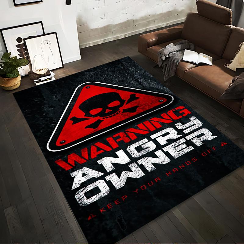 

Warning Angry Owner Rug, Red Skull Sign, Keep Hands Off Design Suitable for use as an anti-slip for living room bedroom sofas 40x60cm( 15x23in )