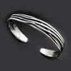 Wave Weave Personalized Minimalist Silver Punk Bracelet - Open Design Bangle